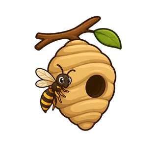 Cartoon wasp nest illustration